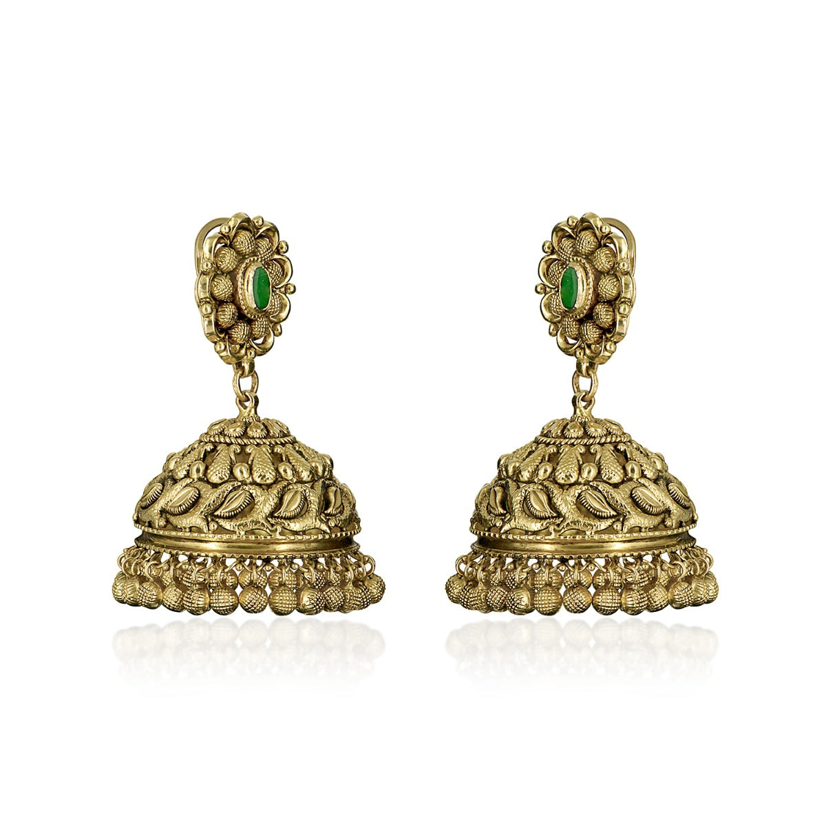 Green Stone Round Jhumka
