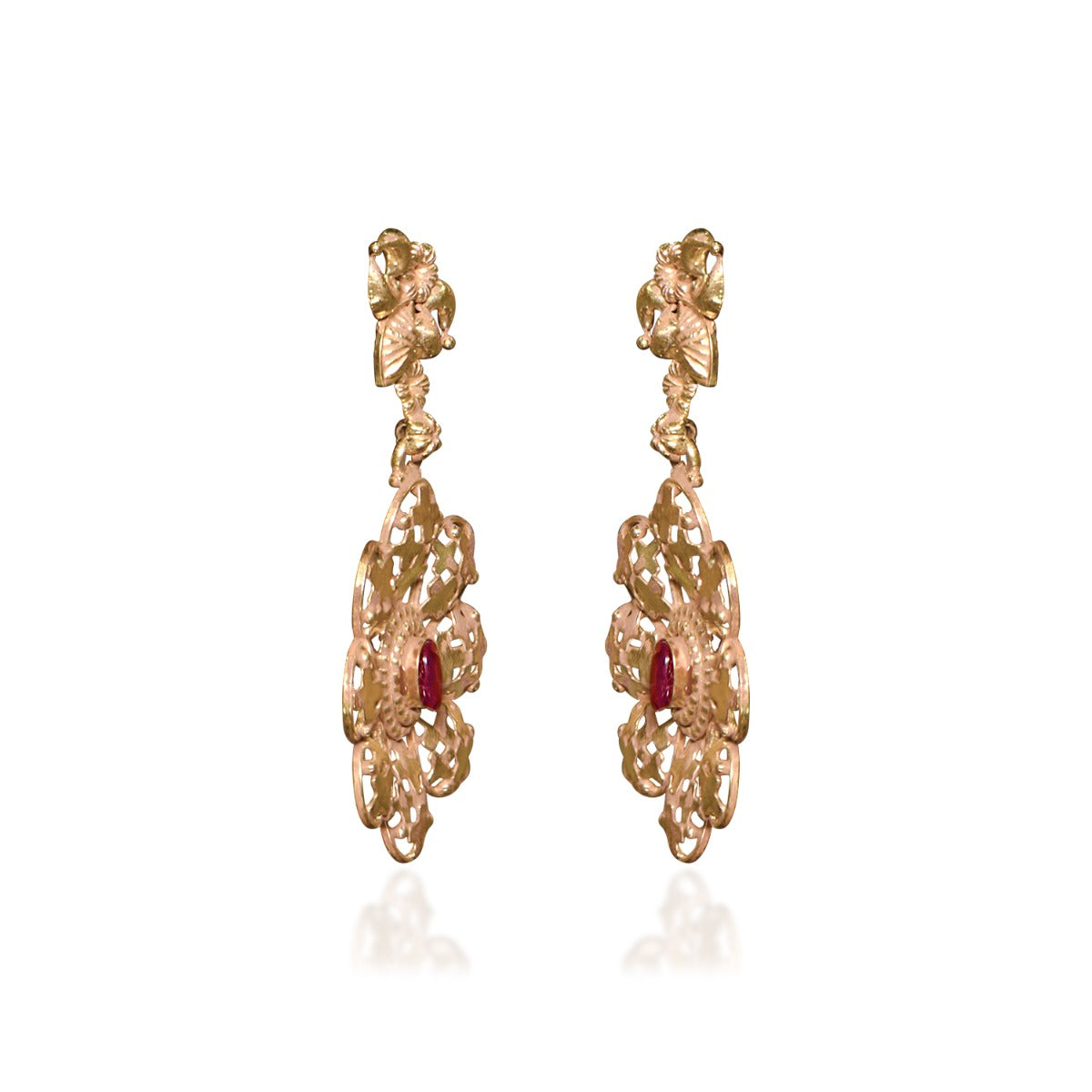 Starry Night Floral Red Gold Necklace Set