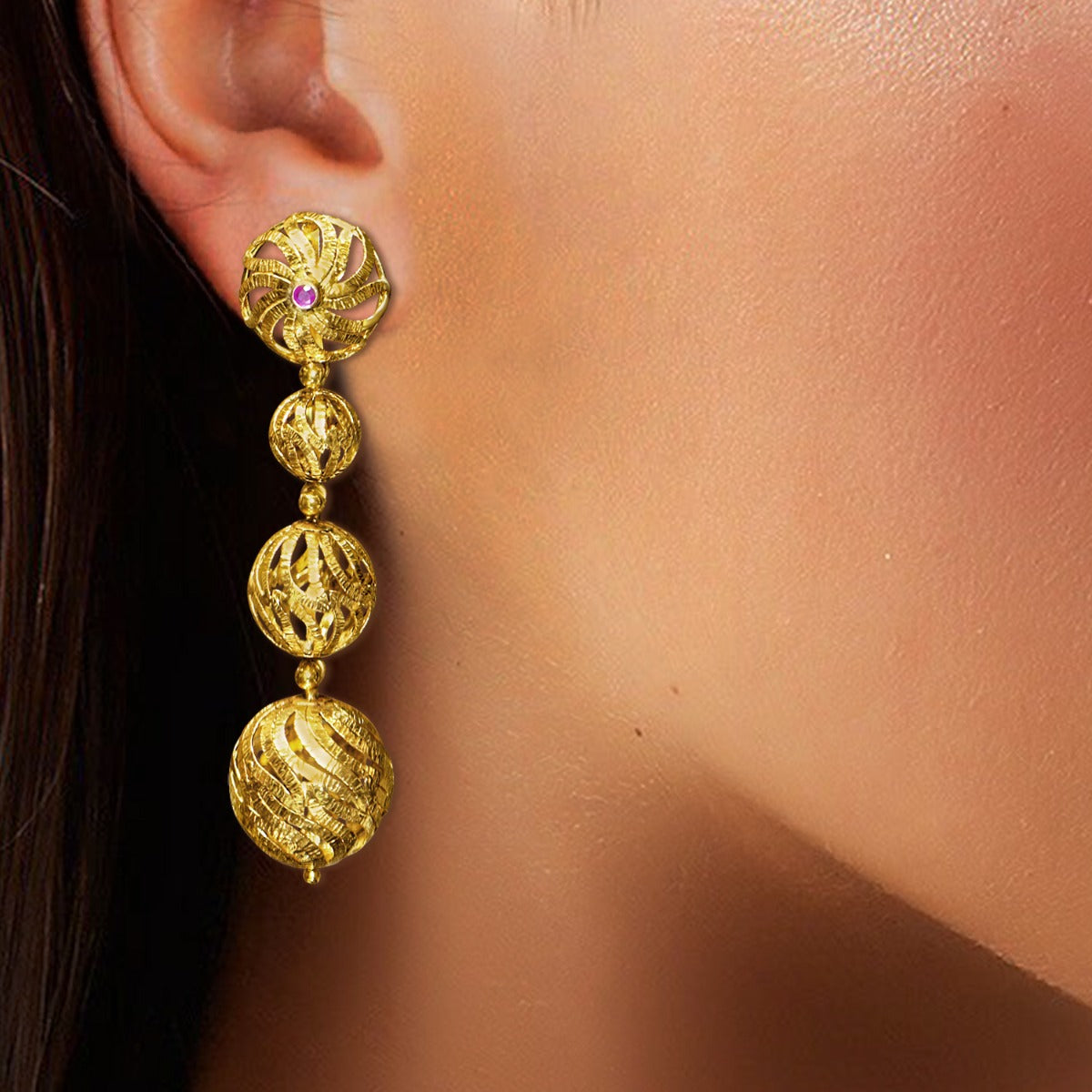 Tiny Blobs Gold Earrings