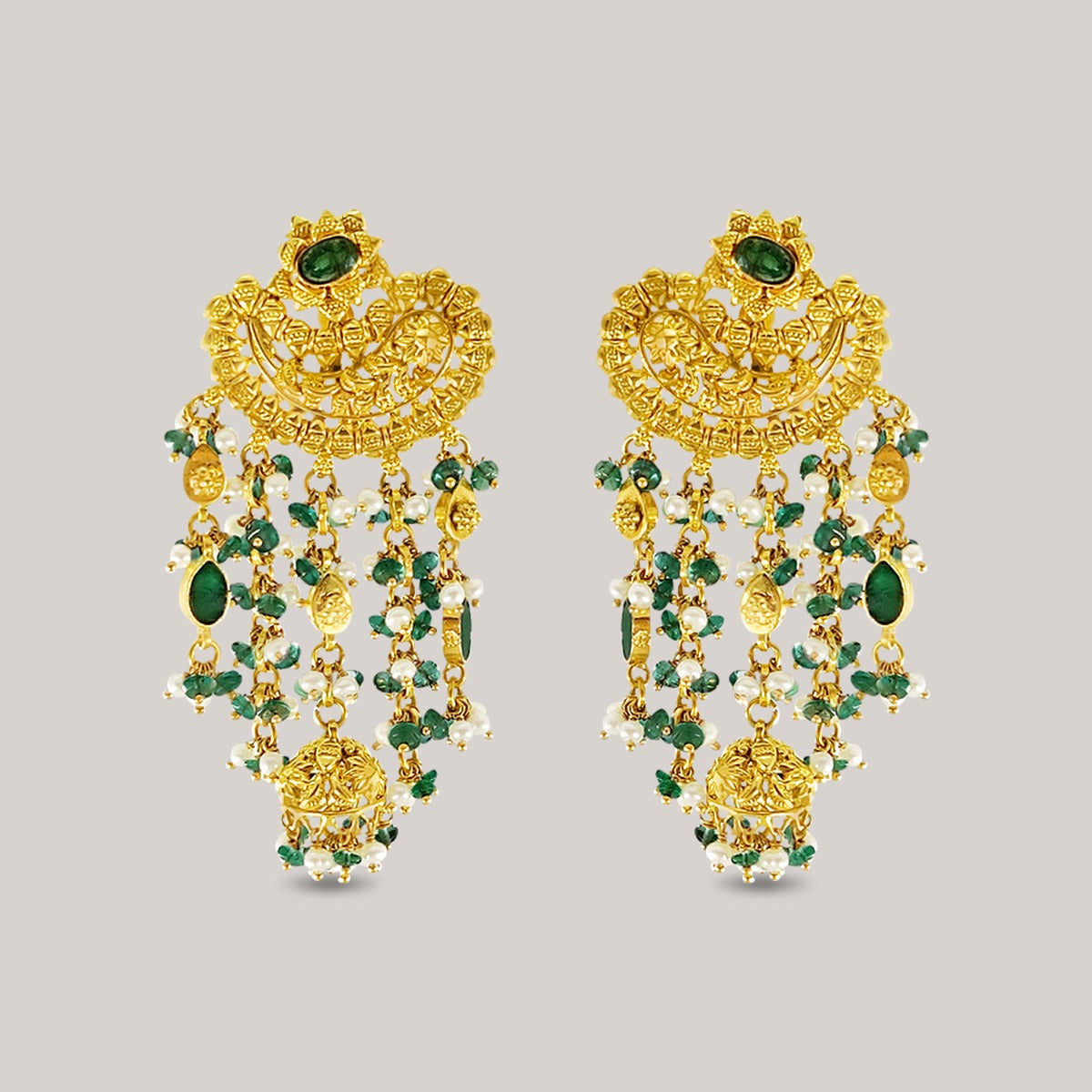 Curve Green Gold Earrings