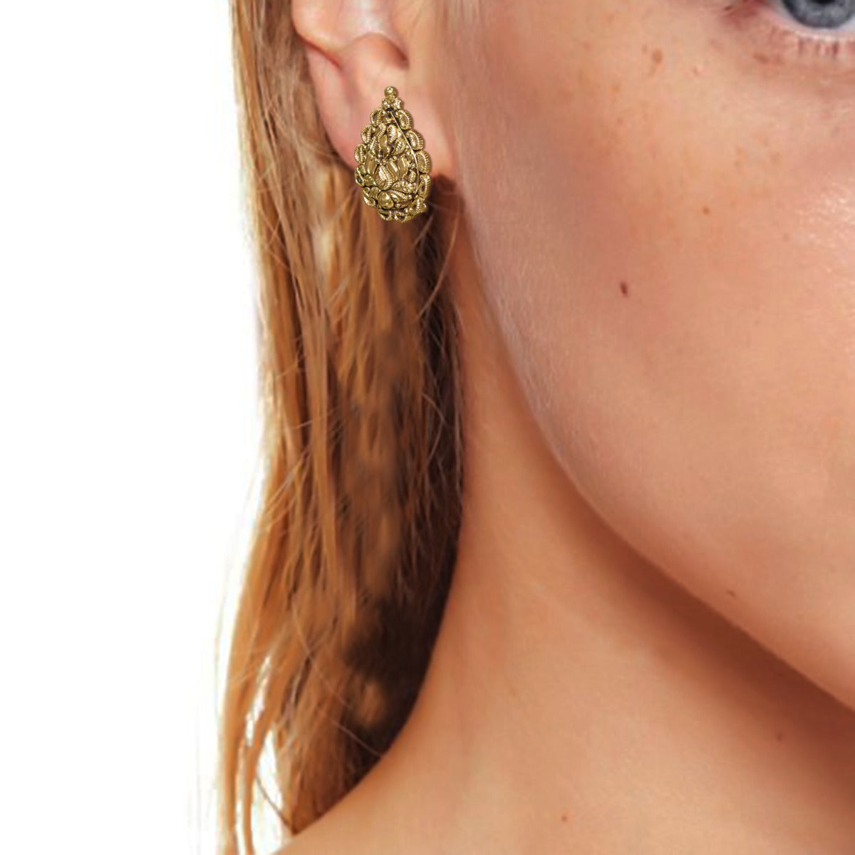 Diya Drop Gold Earrings