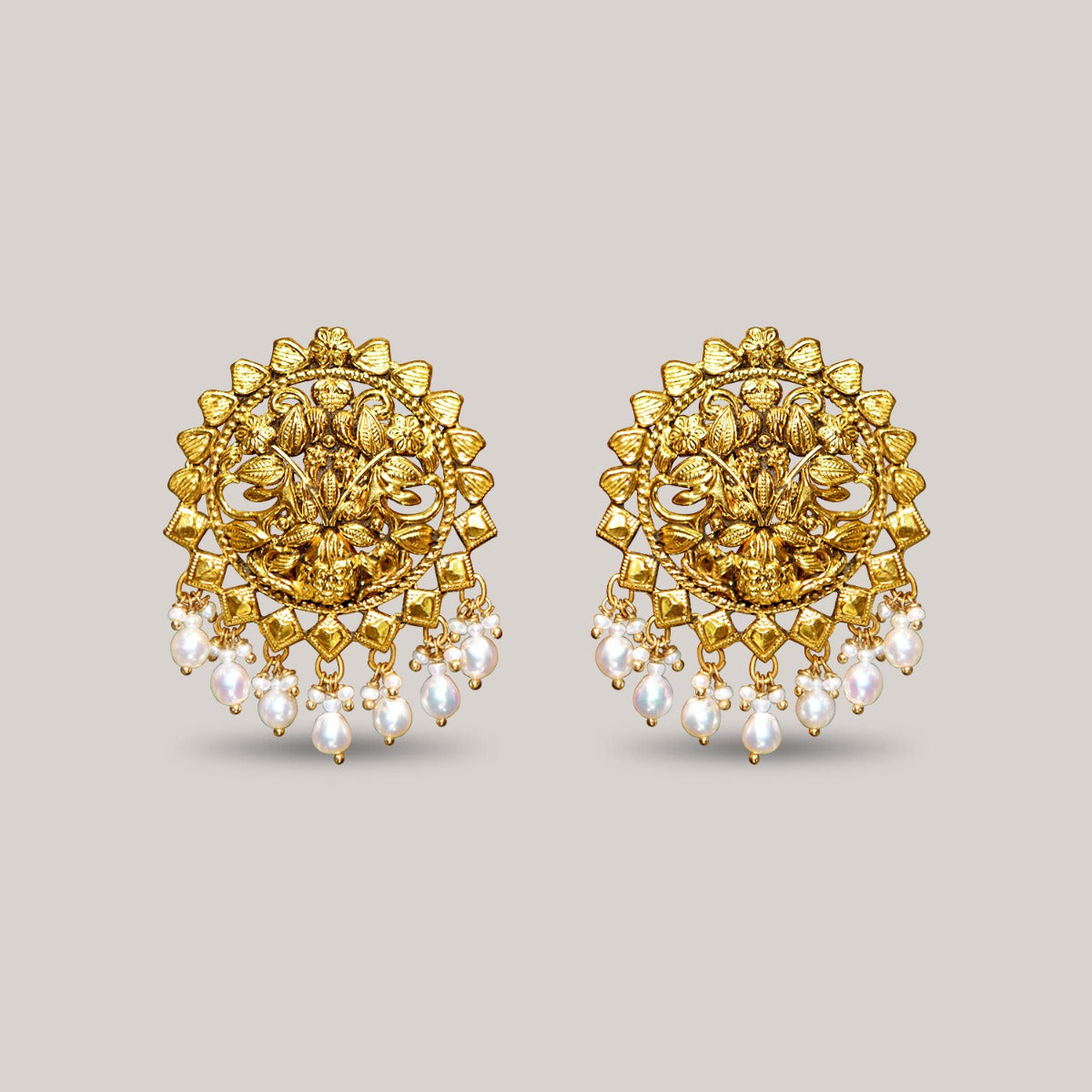 Leafy Parrot Gold Earrings