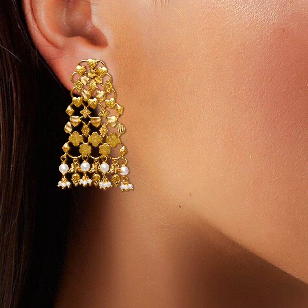 Heart Knit Gold Earrings
