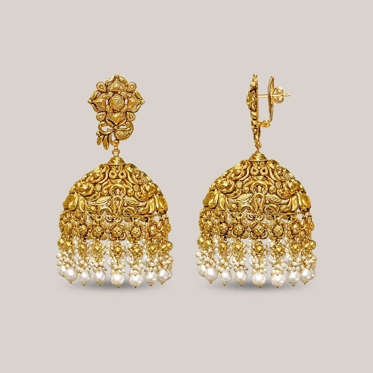 Leaves of the Jungle Gold Jhumka