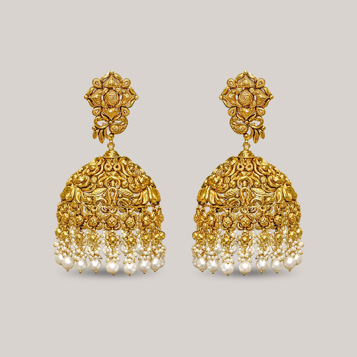Leaves of the Jungle Gold Jhumka