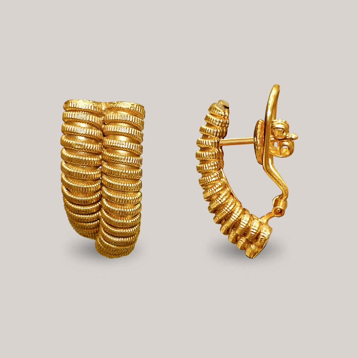 Ribbed Long Gold Earrings