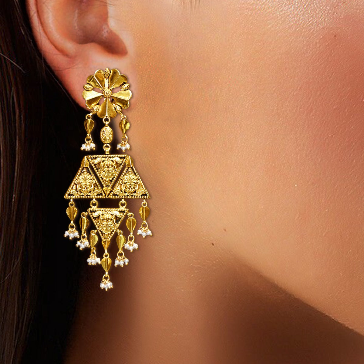Nature's Geometry Gold Earrings
