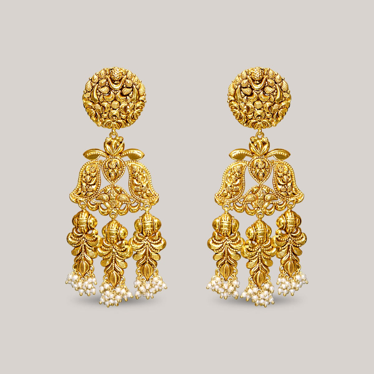 Squirmy Motifs Gold Earrings