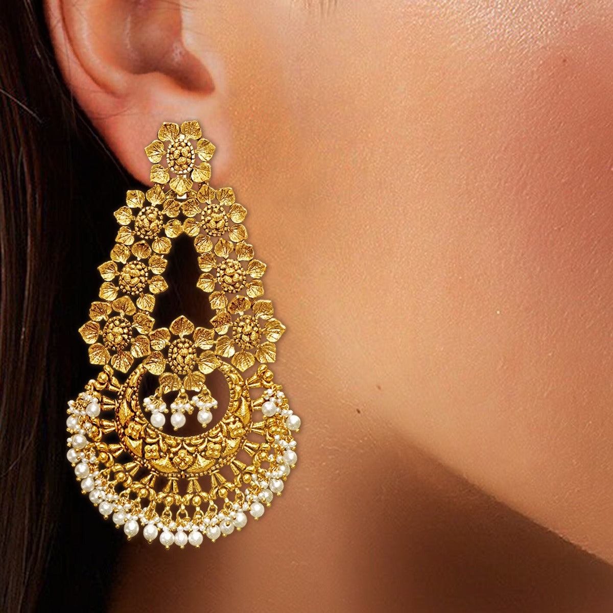 Palm Leaves Gold Earrings