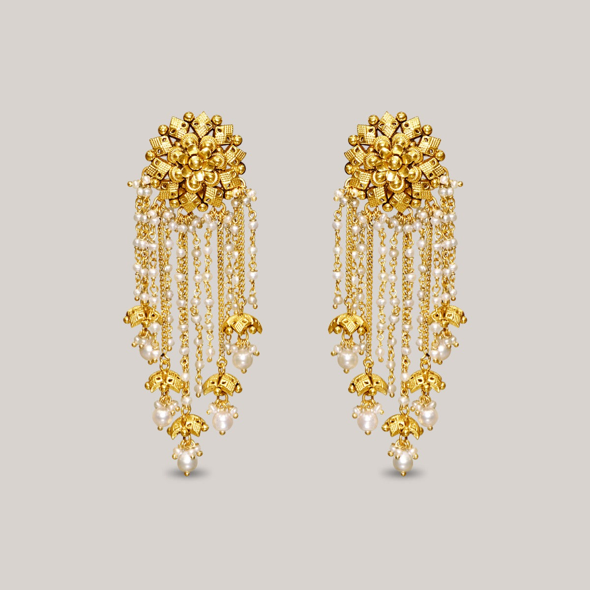 Tiny Crystal Shaped Gold Earrings