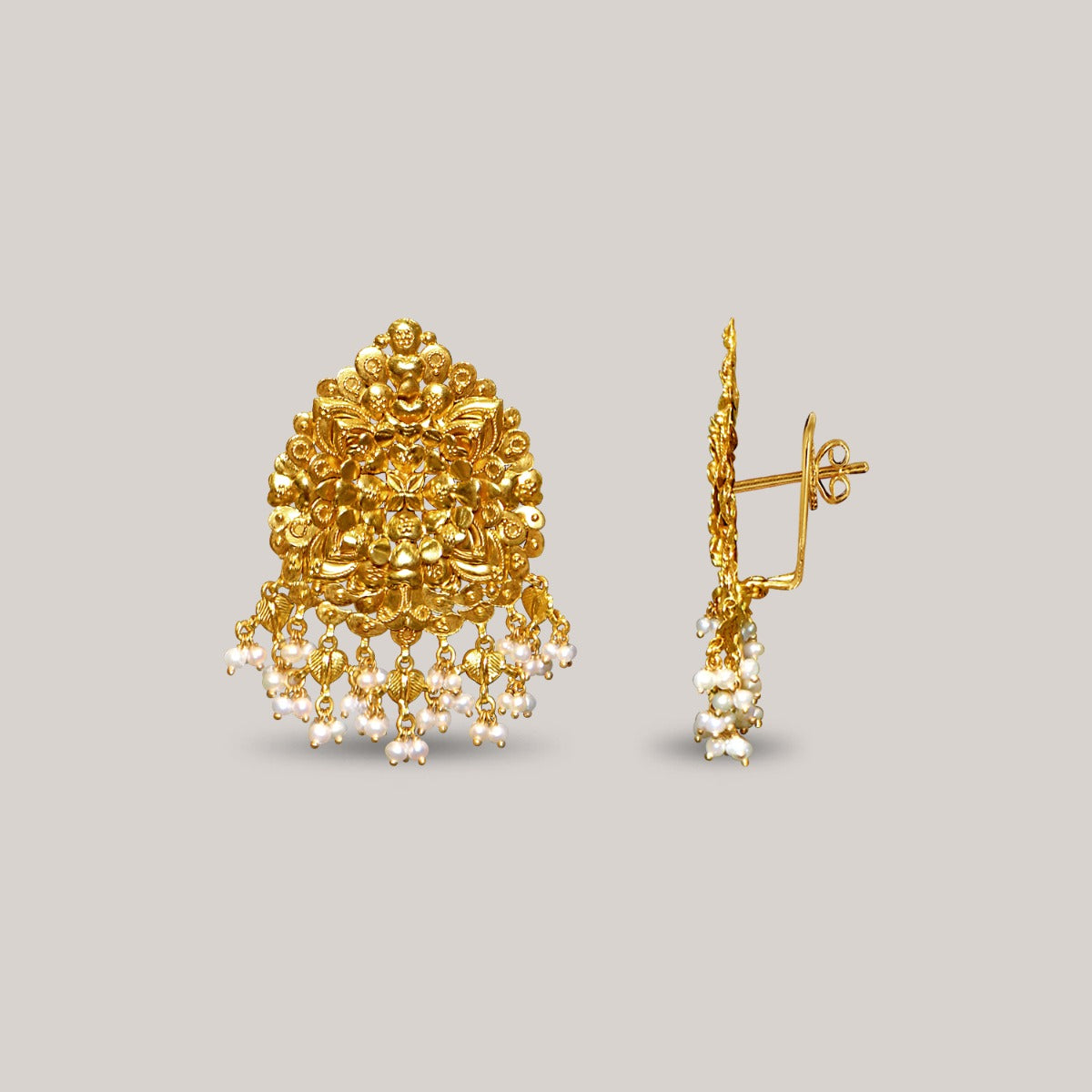 Intricately Cut Gold Earrings