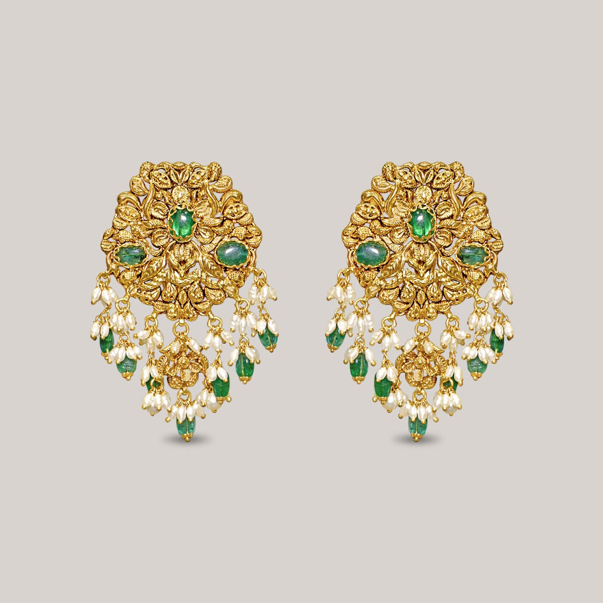 Tiny Green Knitted Gold Choker Set