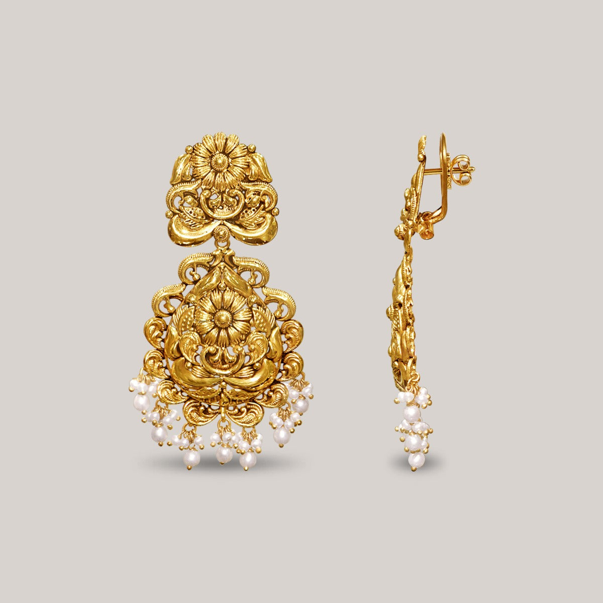 Little Pearls Intricate Gold Necklace Set