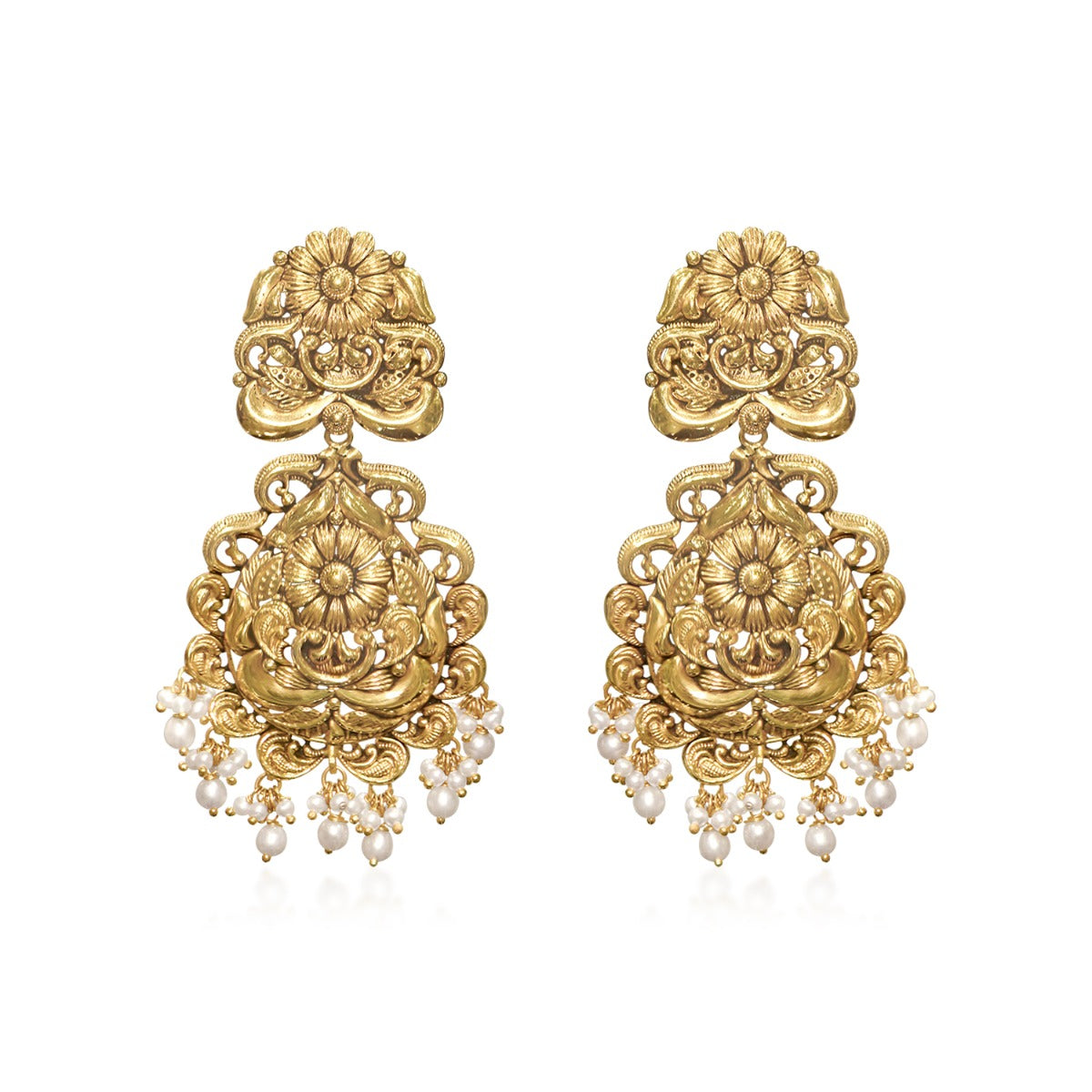 Little Pearls Intricate Gold Necklace Set