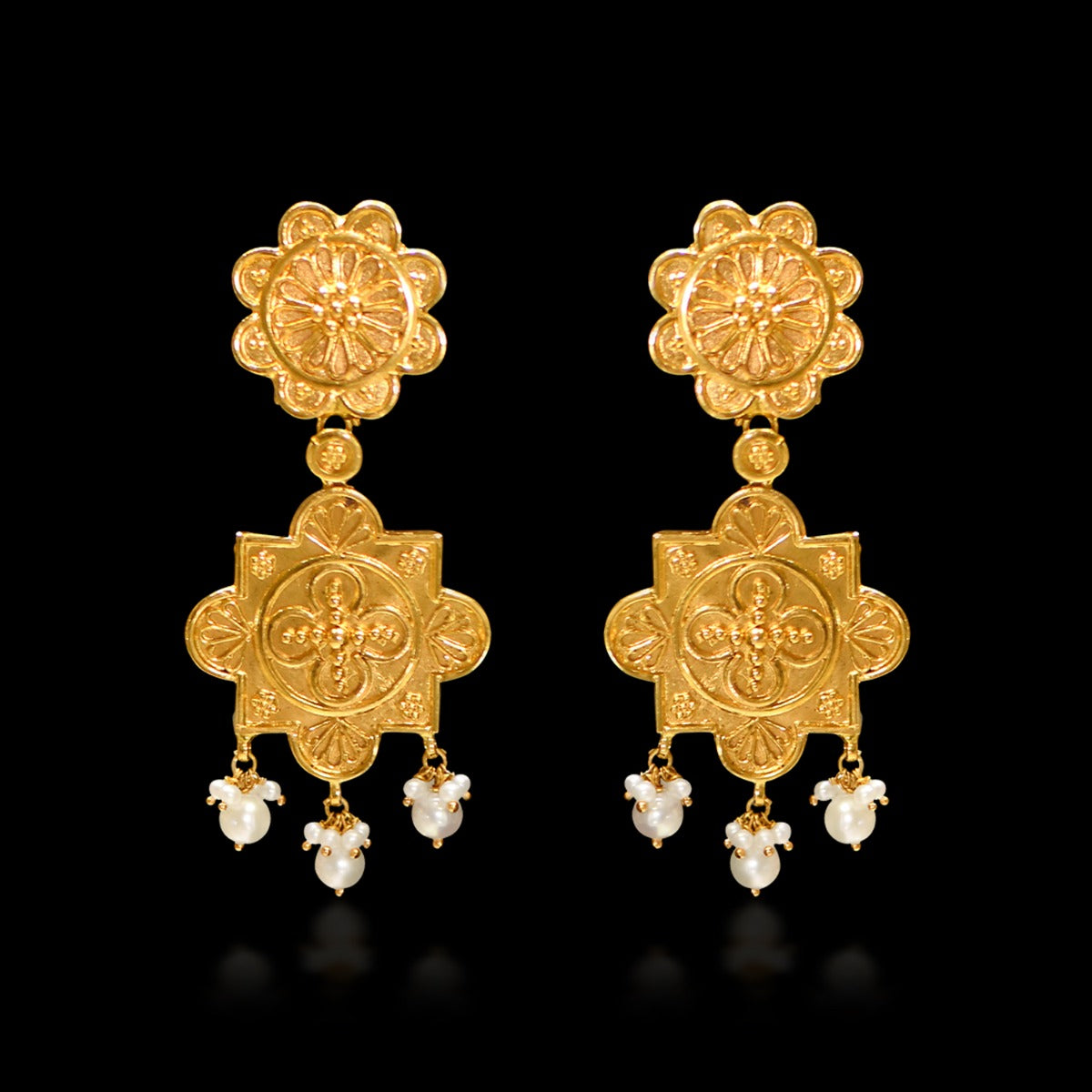 Pretty Floral Gold Necklace Set