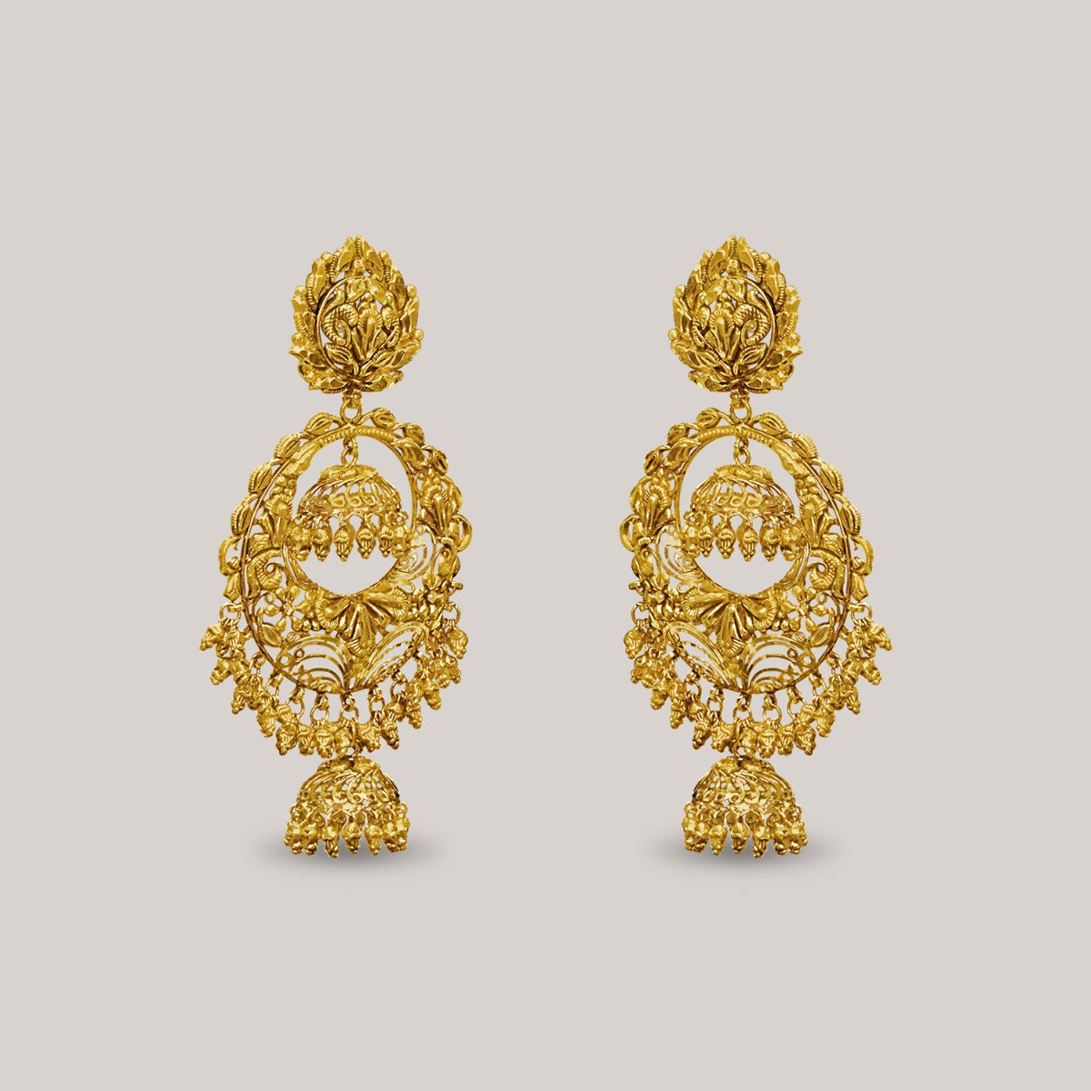 Floral Wire Work Gold Chandbali