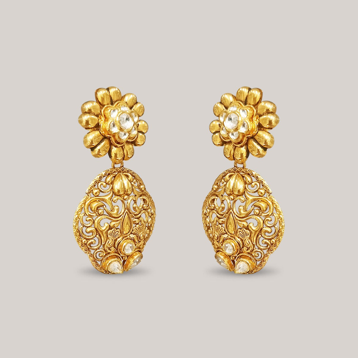 Ziya Floral Gold Earrings