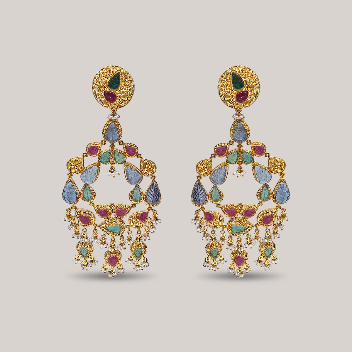 Mystic Dazzle Gemstone Gold Earrings