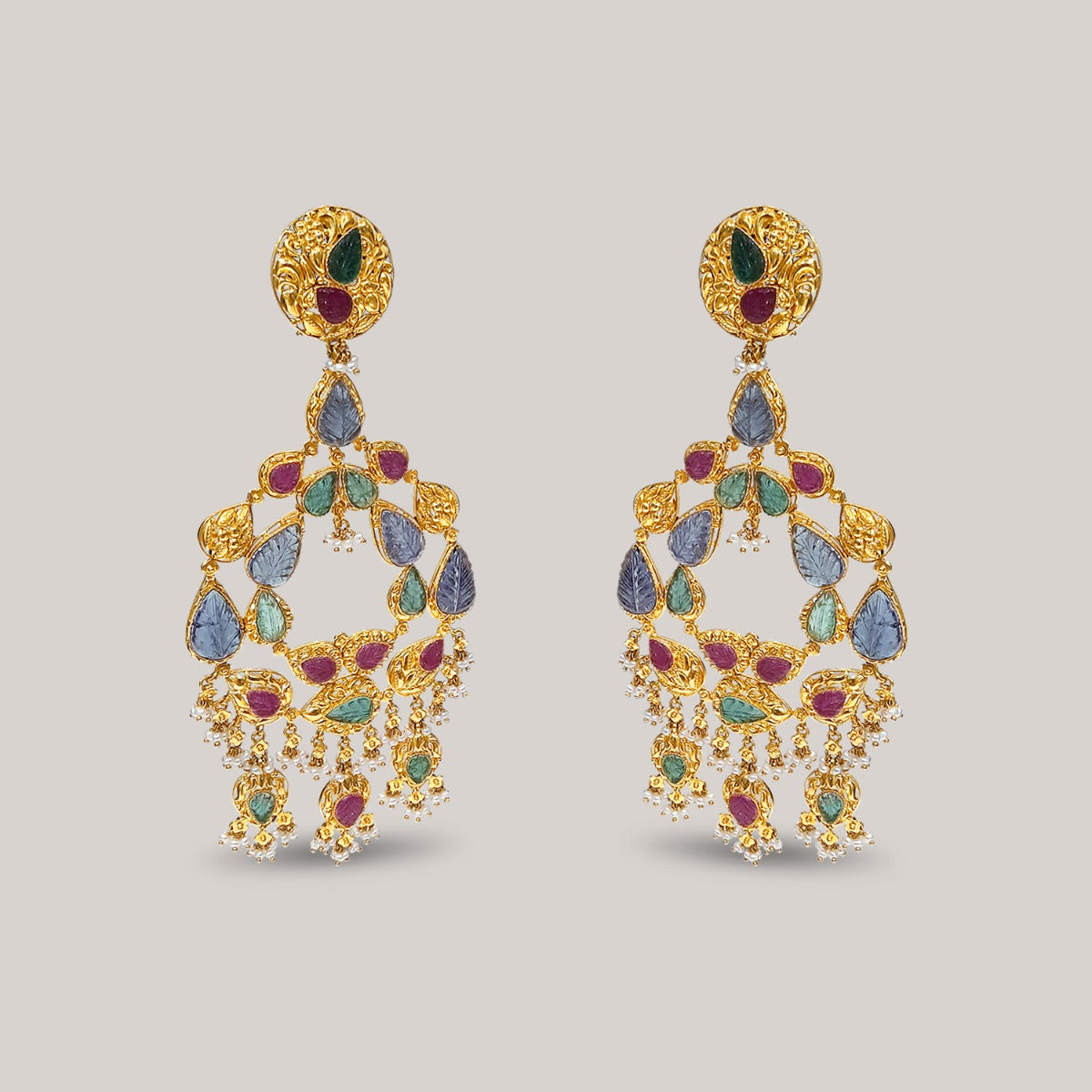Mystic Dazzle Gemstone Gold Earrings