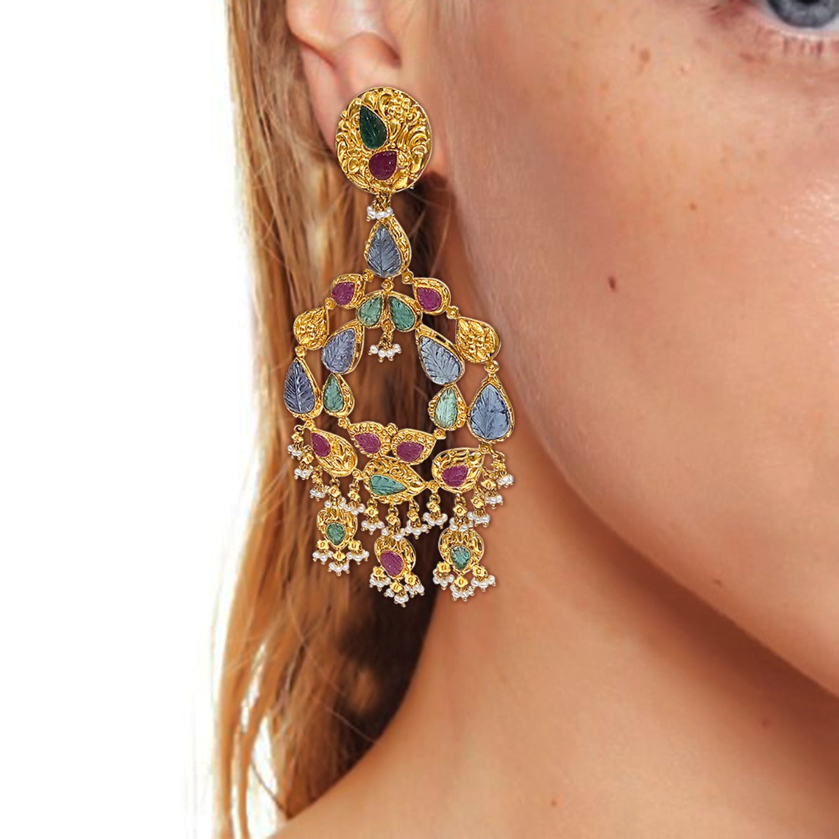 Mystic Dazzle Gemstone Gold Earrings