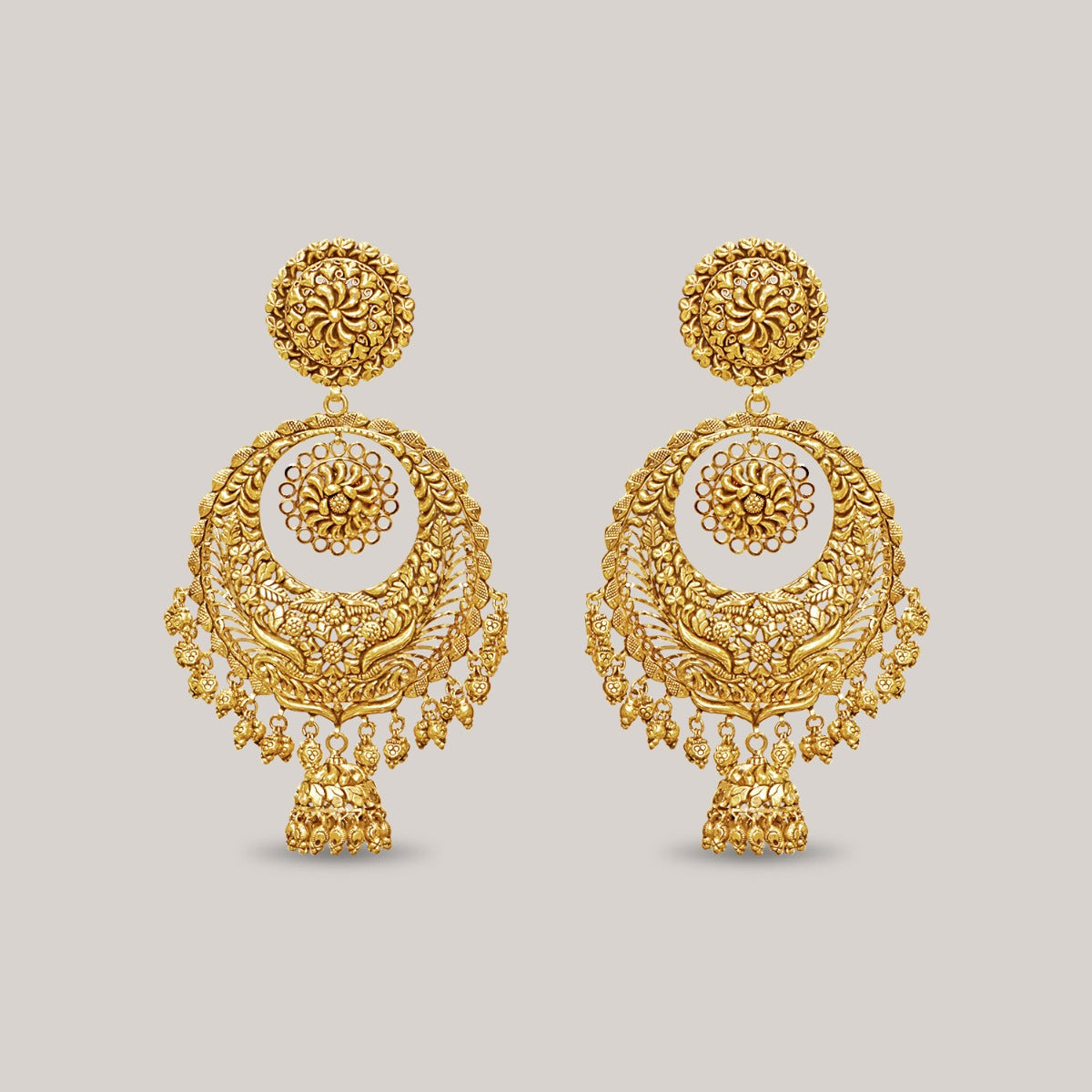 Decorative Yellow Gold Chandbali