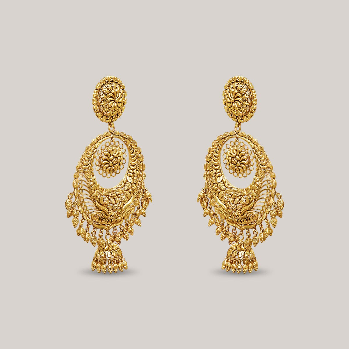 Decorative Yellow Gold Chandbali