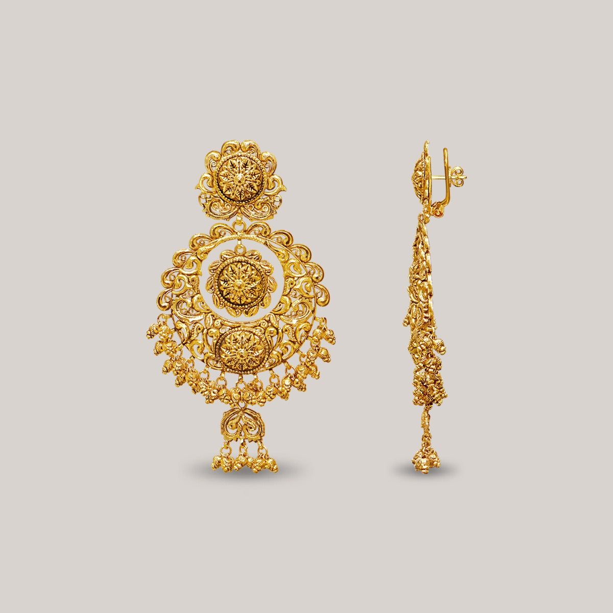 Traditional Filigree Gold Chandbali