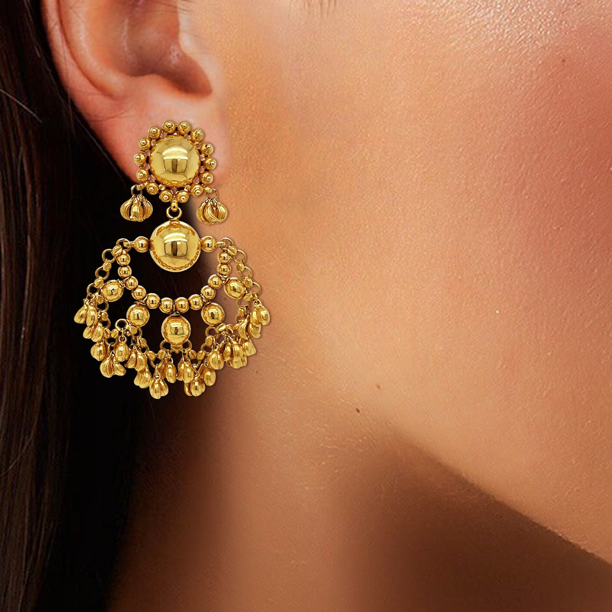 Ber Leaf Gold Earrings