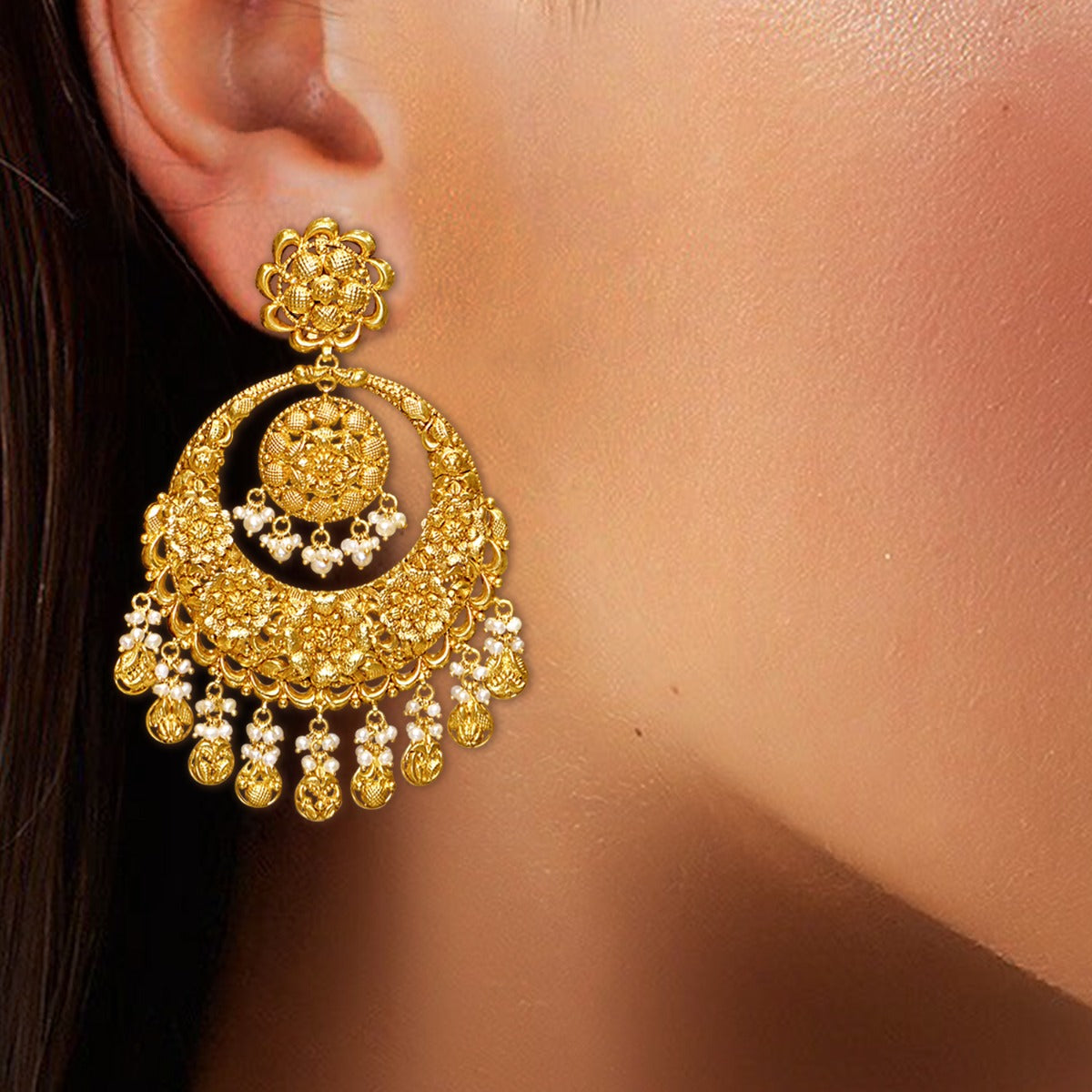 Traditional Rounded Gold Chandbali