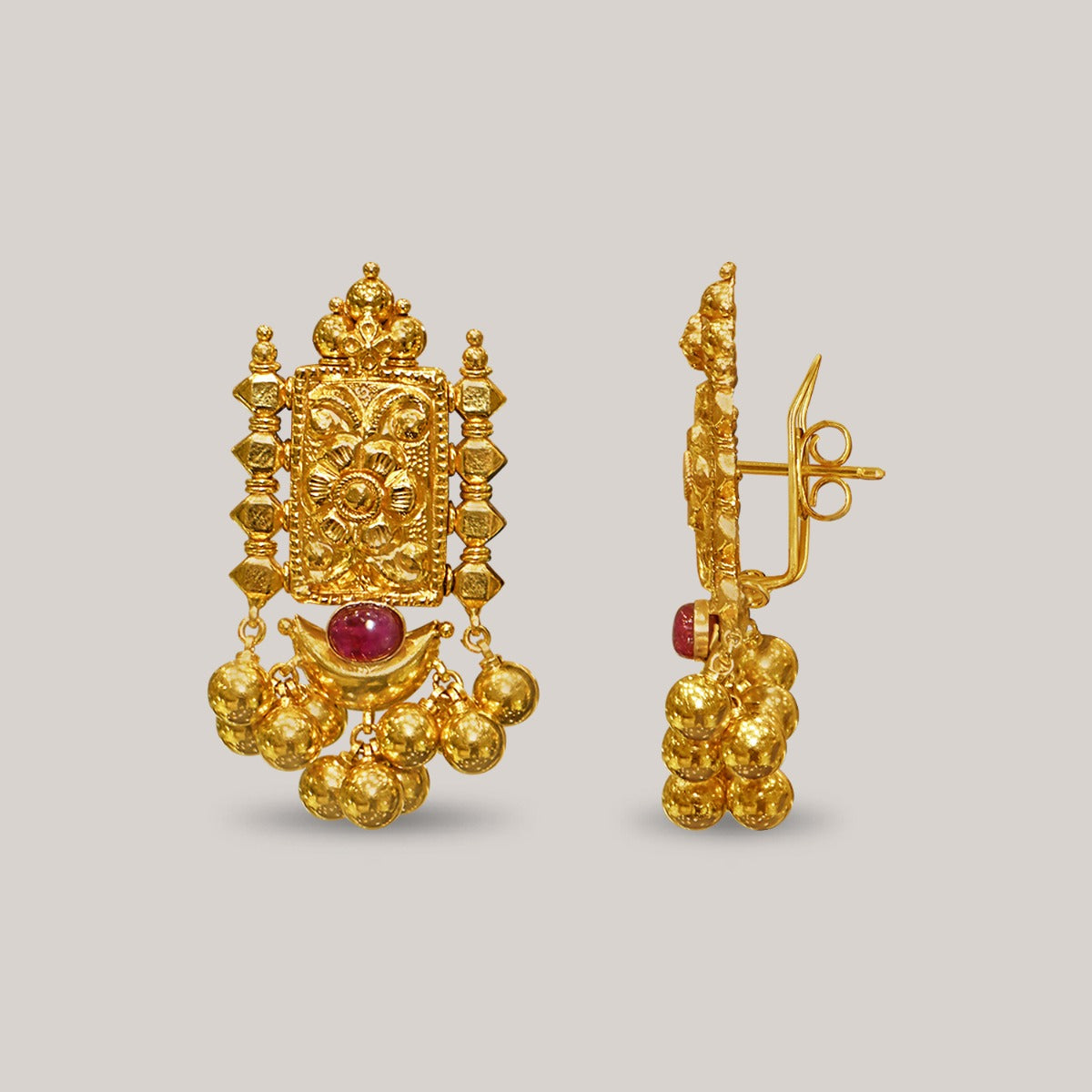 Floral Gold Drop Earrings