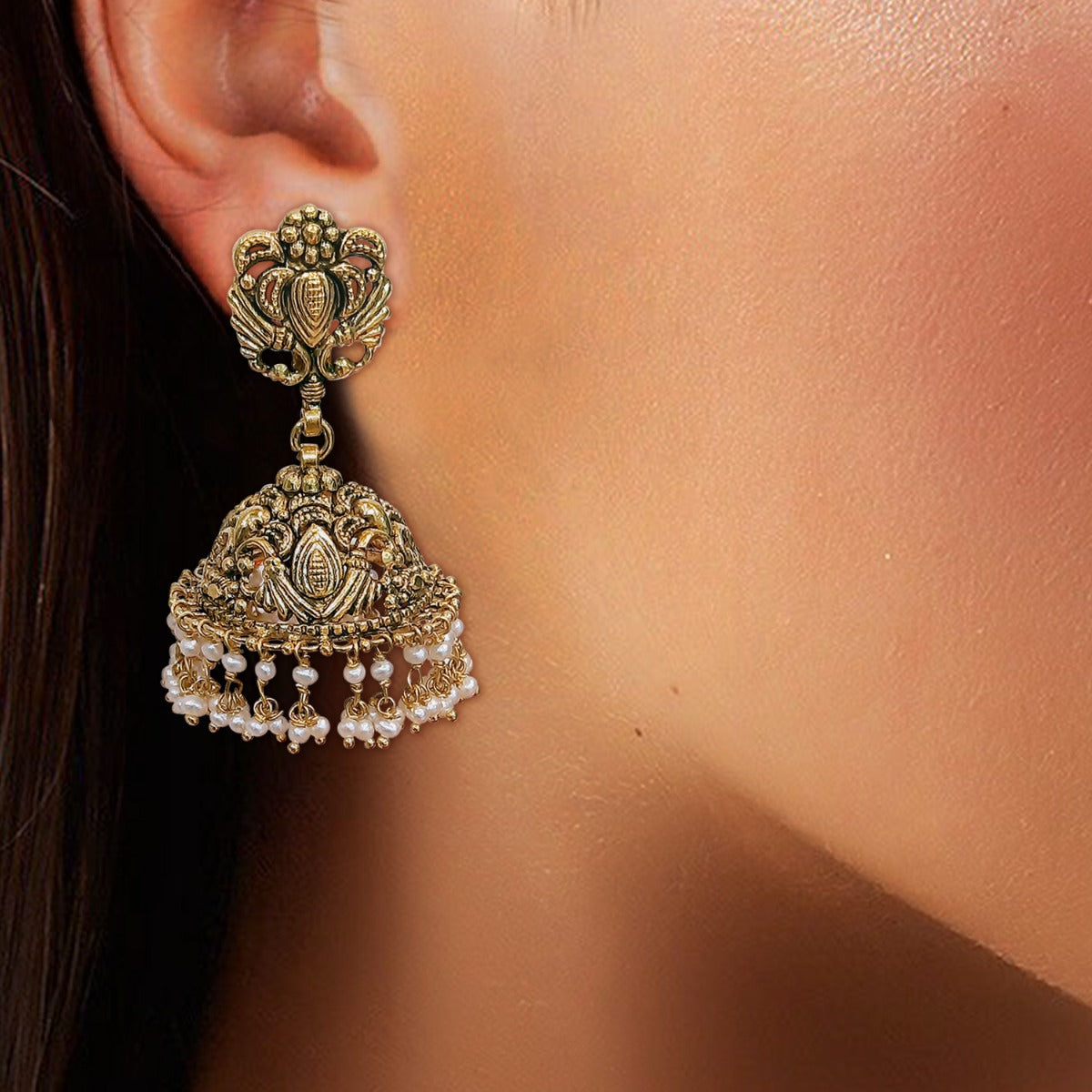 Sanira Pearls Gold Jhumka