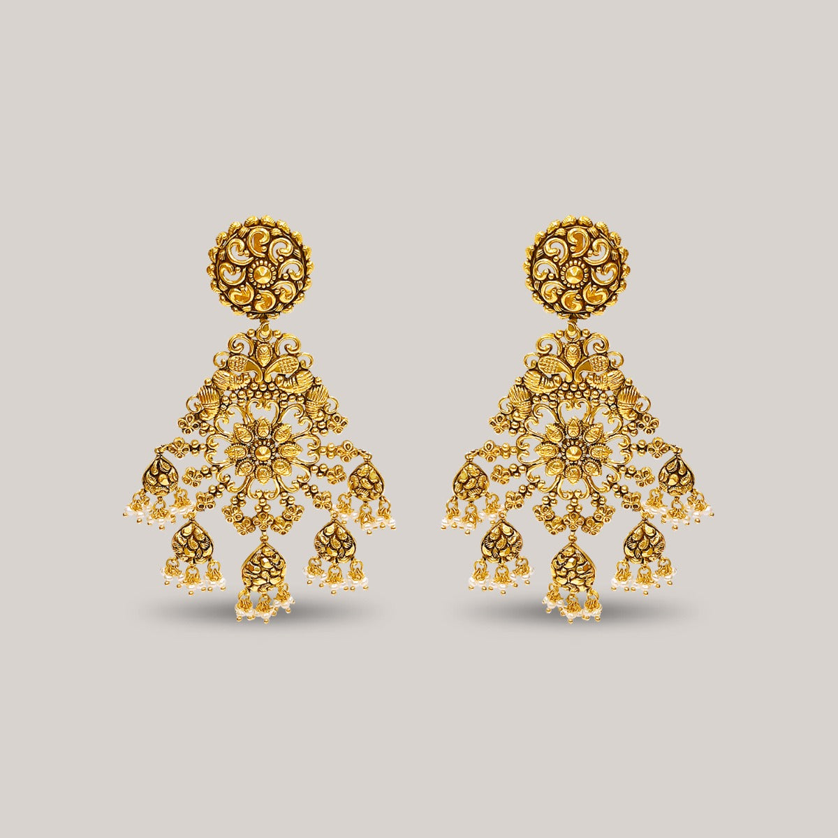 Bushra Pearls Gold Earrings