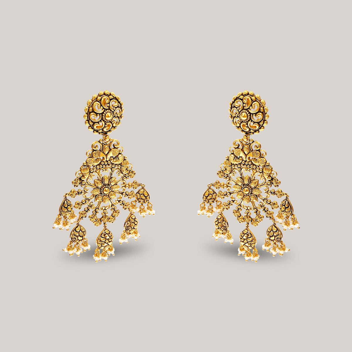 Bushra Pearls Gold Earrings