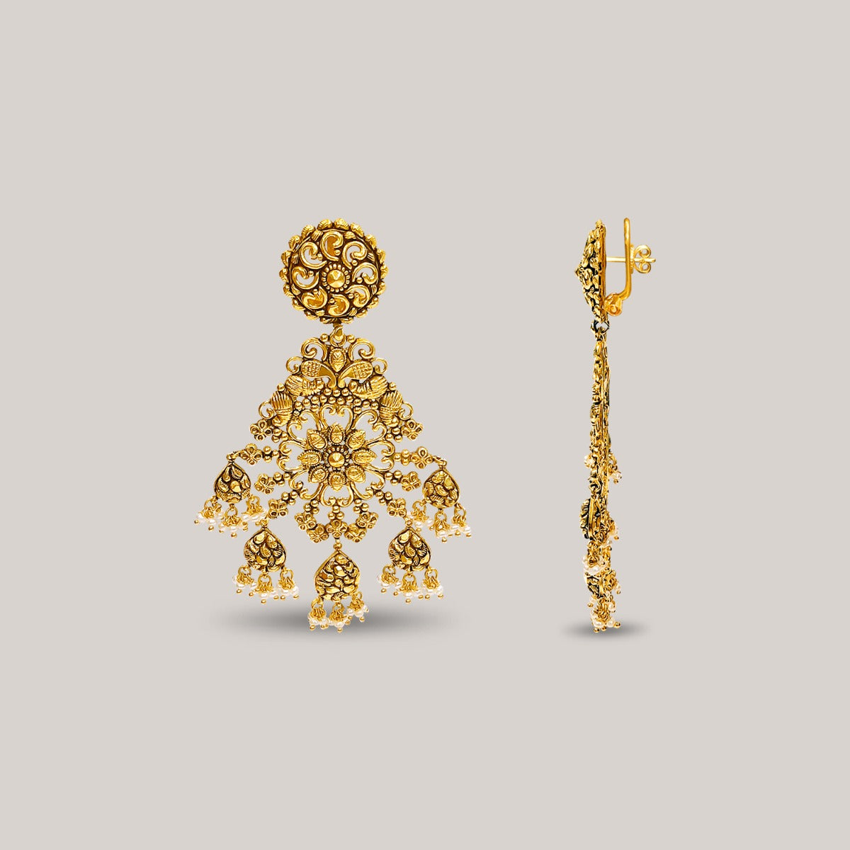 Bushra Pearls Gold Earrings