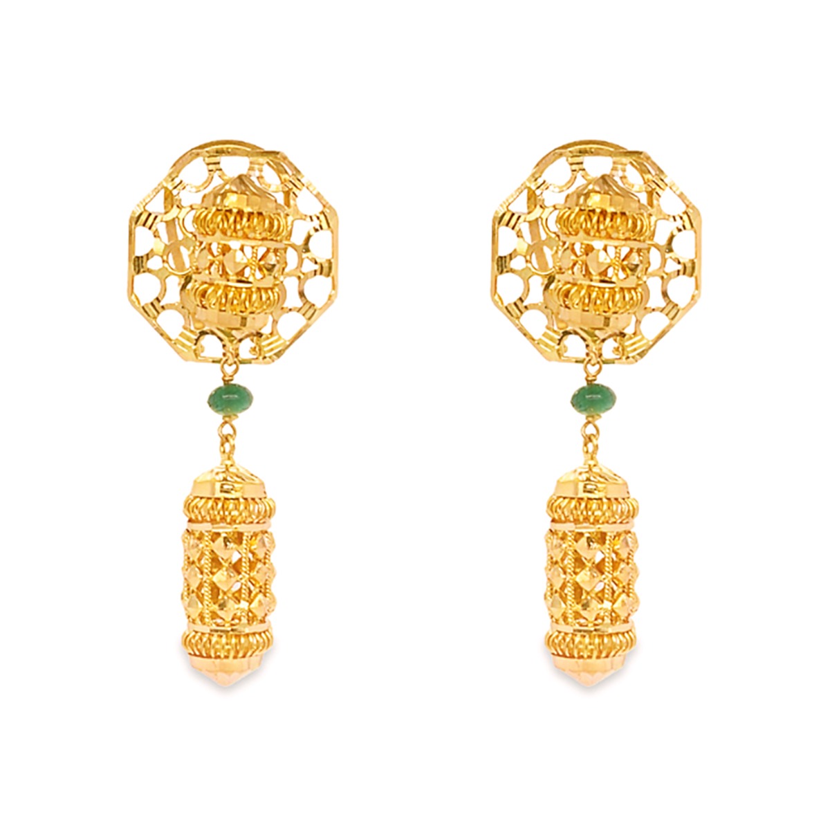 Elongated Cutout Gemstone Earrings