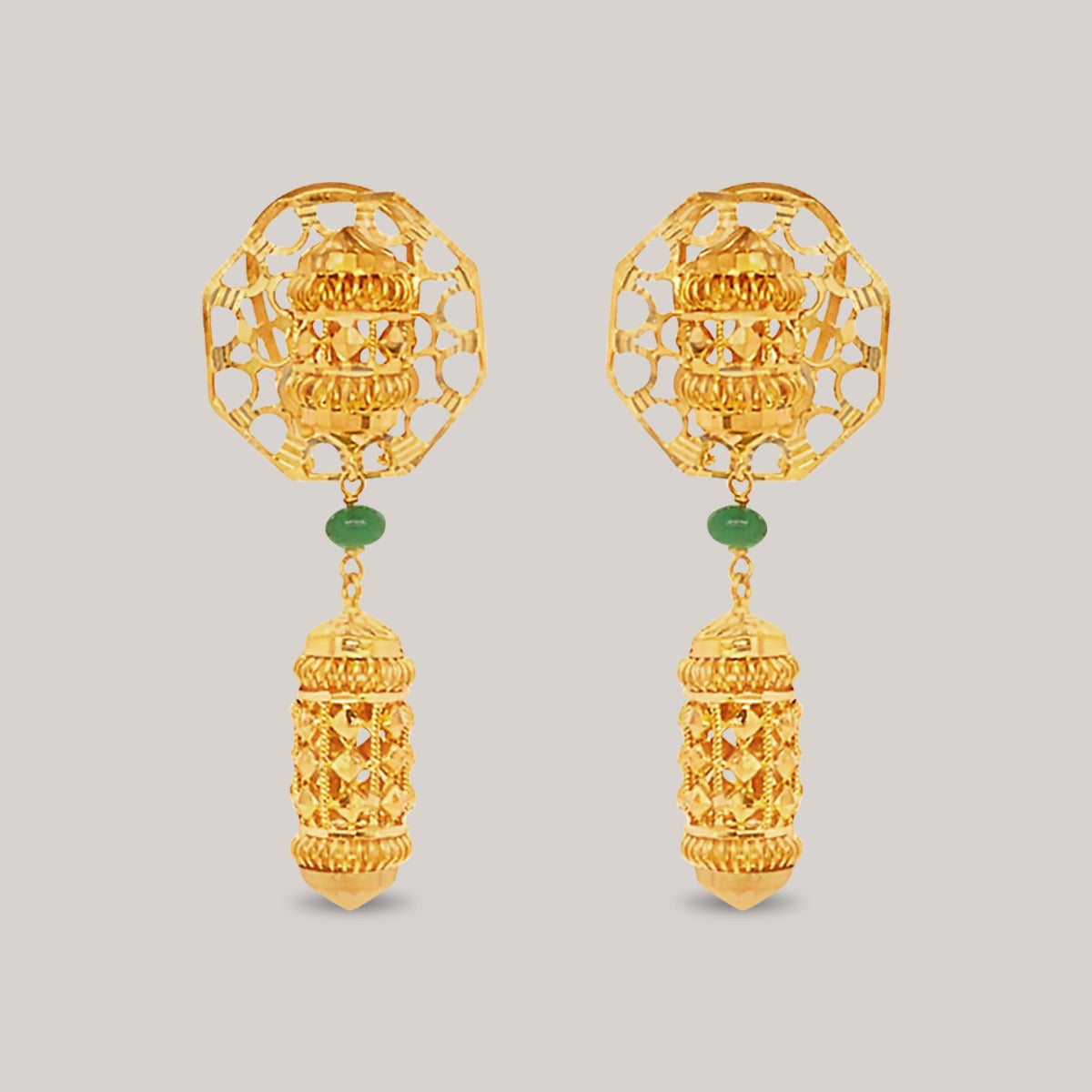 Elongated Cutout Gemstone Earrings