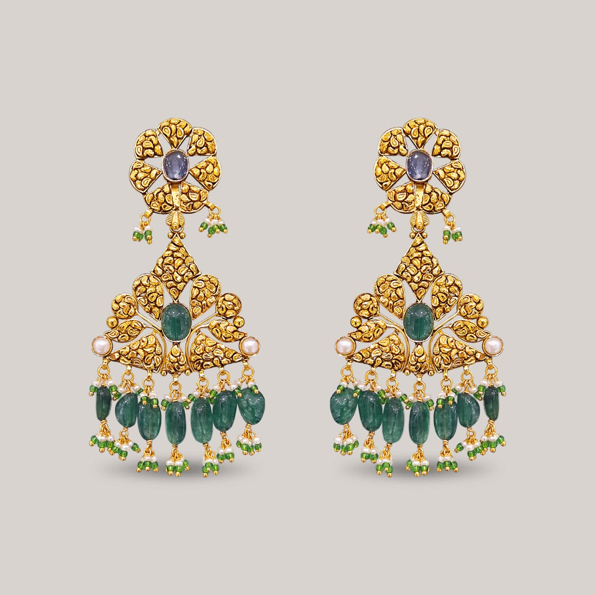 Anika Vibrant Gemstone Gold Earrings
