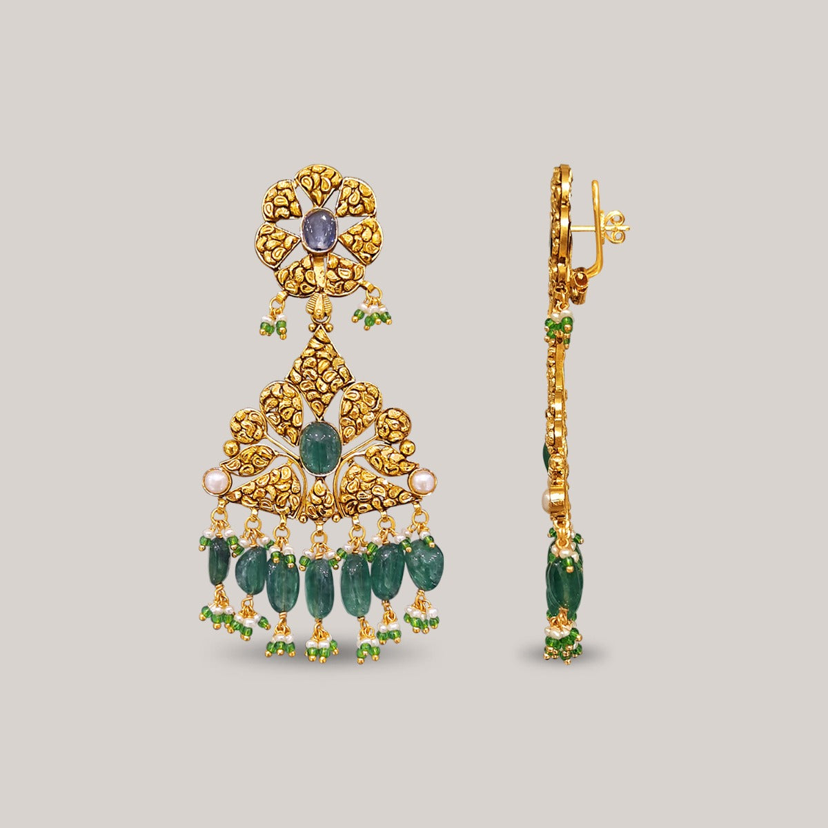 Anika Vibrant Gemstone Gold Earrings