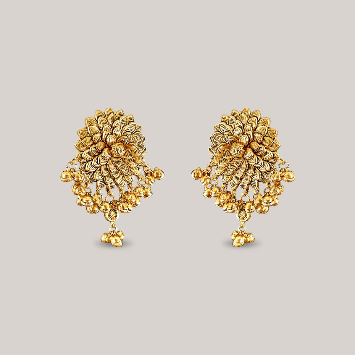 Zinnia Bloom Gold Earrings