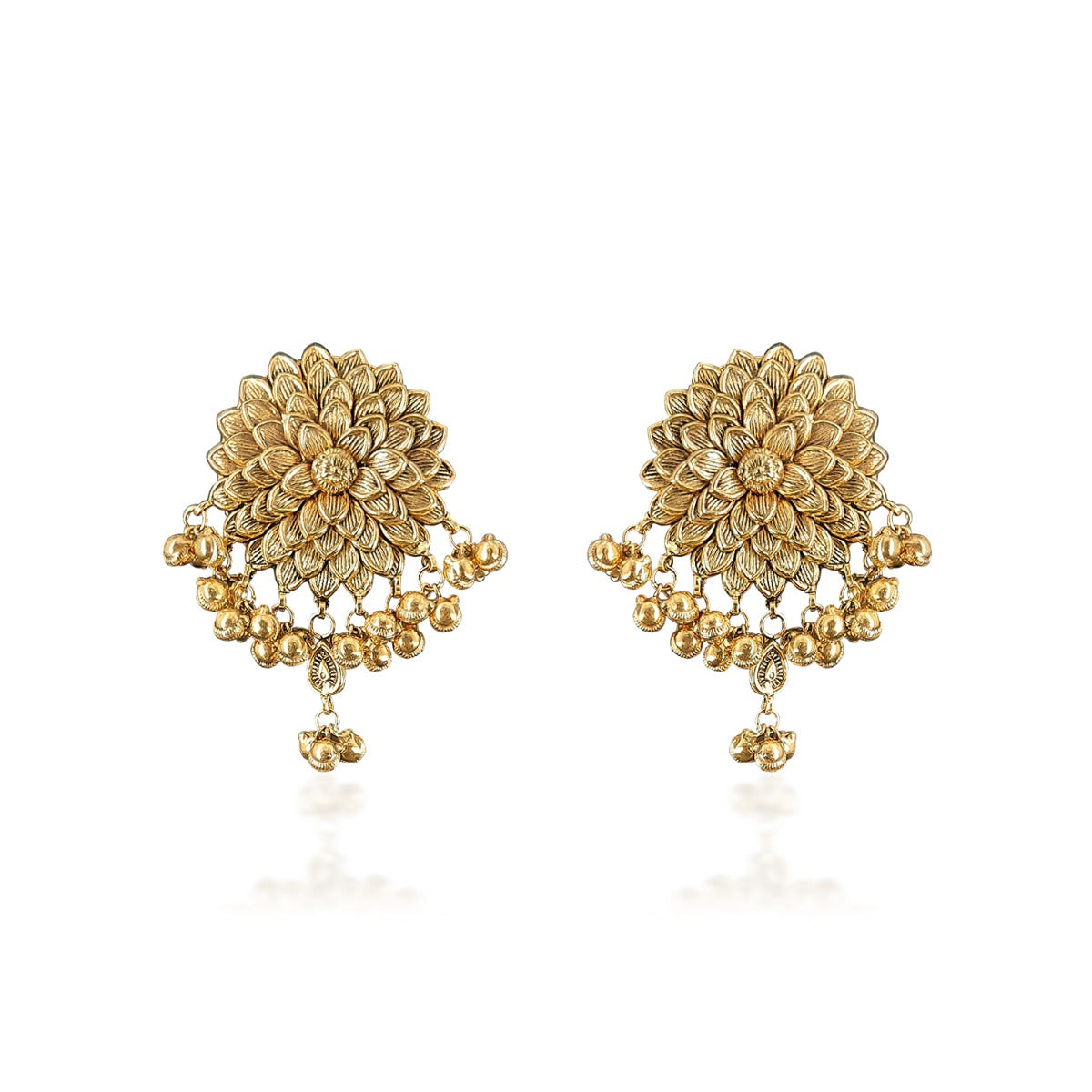 Zinnia Bloom Gold Earrings