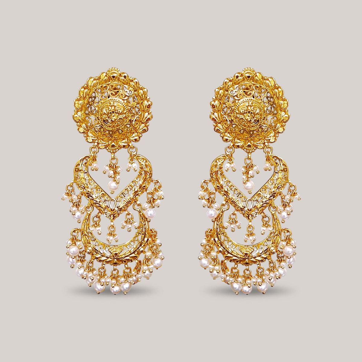 Elongated Cutout Gold Earrings