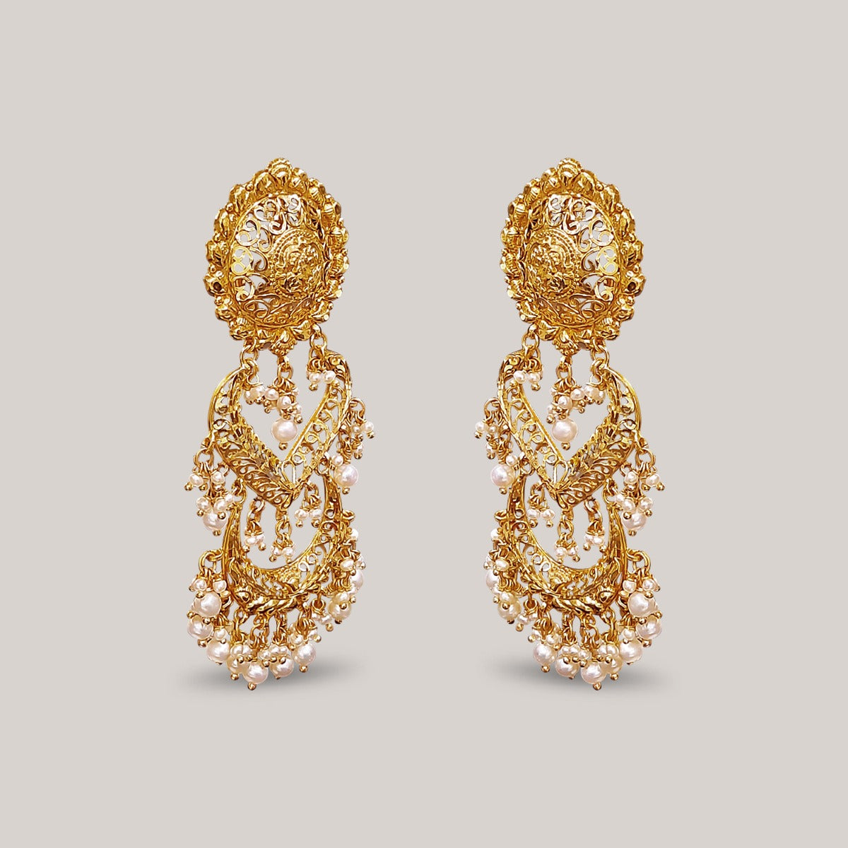 Elongated Cutout Gold Earrings