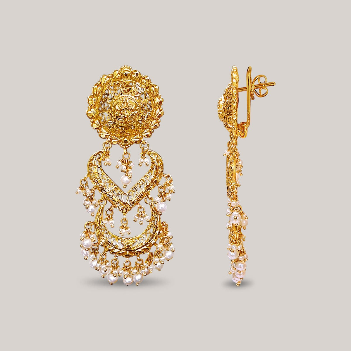 Elongated Cutout Gold Earrings