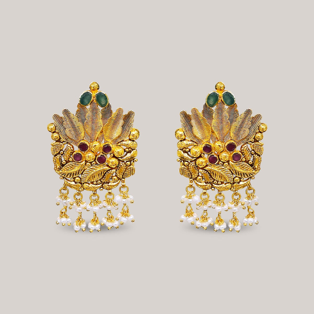 Leafy Bush Gold Earrings