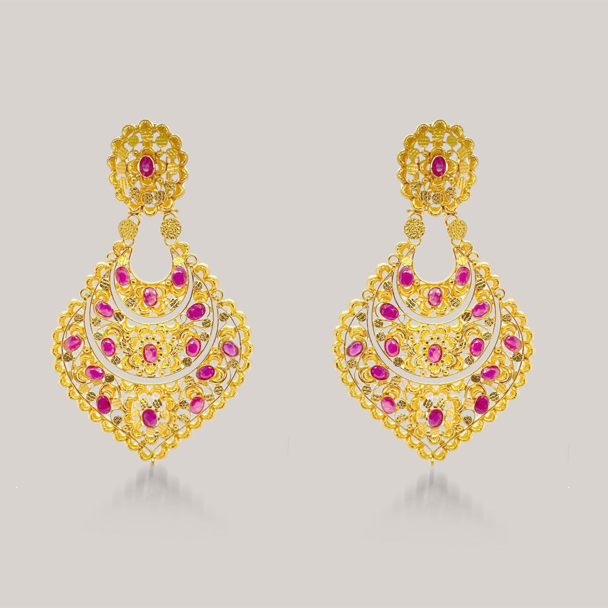 Fleur Ruby Gold Chandbali