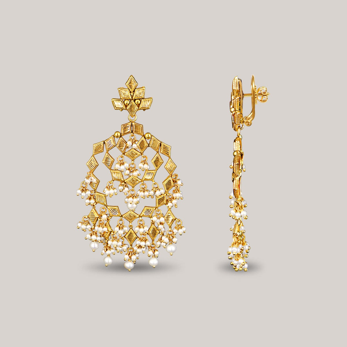 Four Pointed Gold Earrings