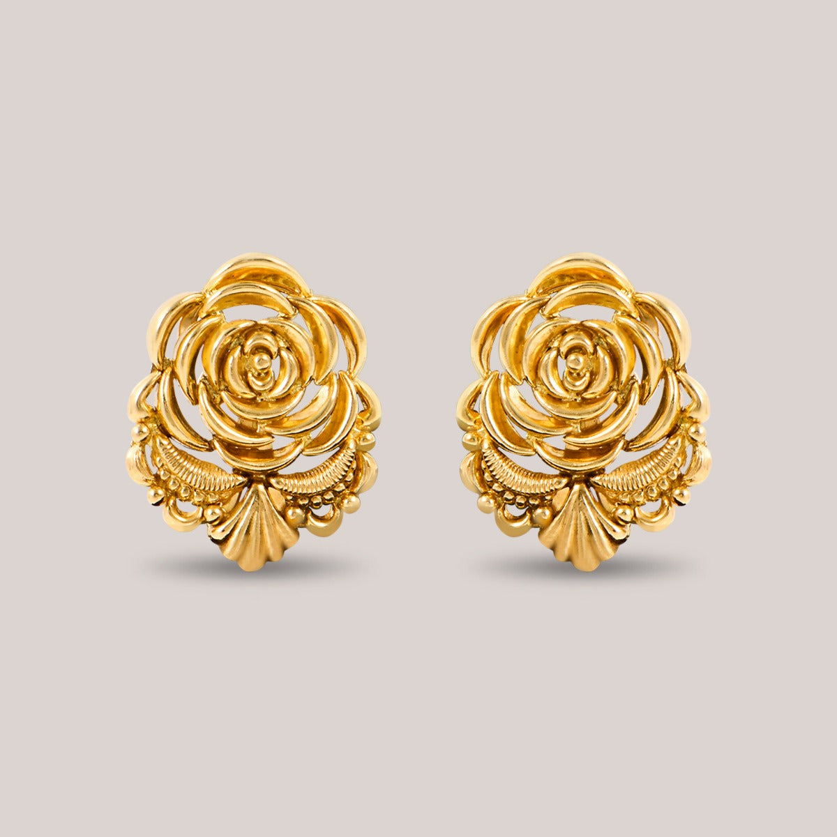 Rose Studs Gold Earrings