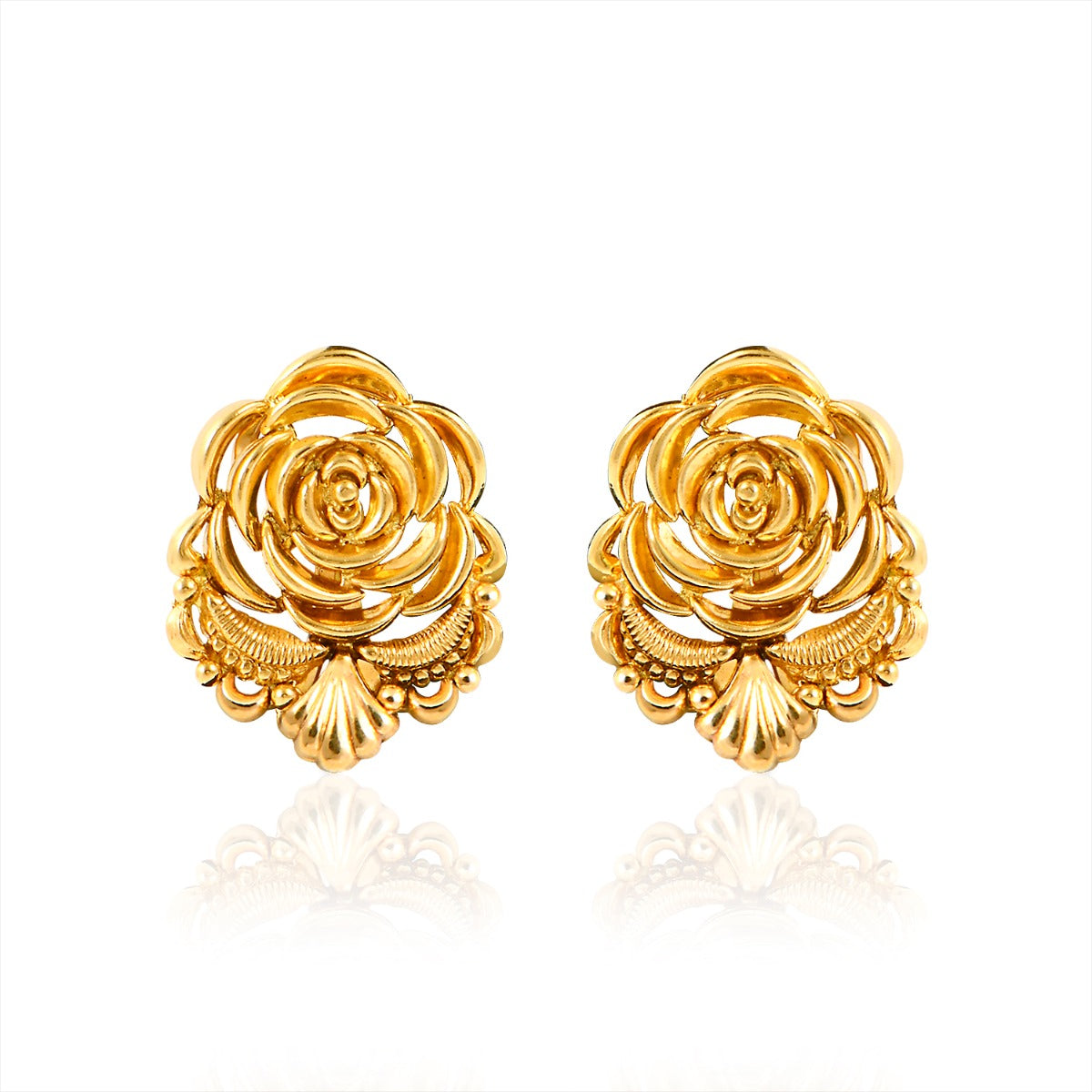 Rose Studs Gold Earrings