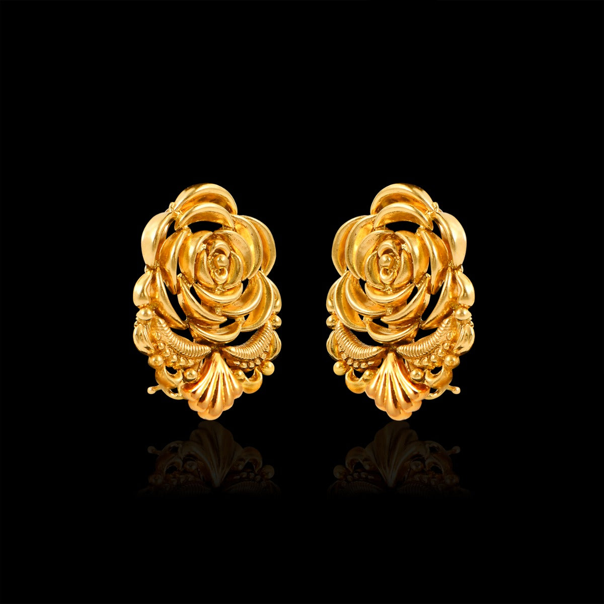 Rose Studs Gold Earrings