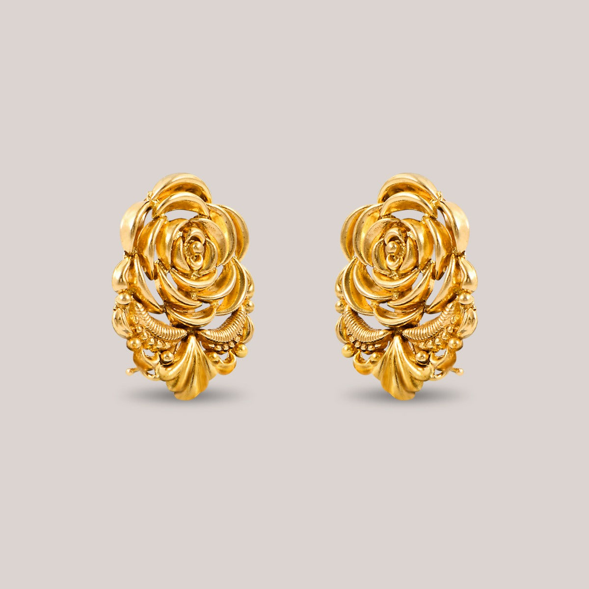 Rose Studs Gold Earrings